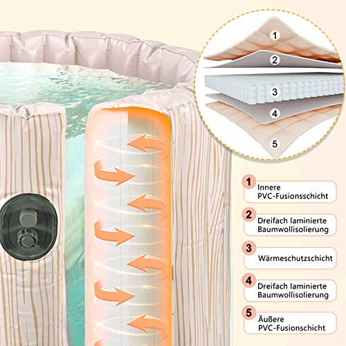 Aufblasbare Badewanne, Faltbare Badewanne, Automatische aufblasbare Badewanne mit Handy-Aufladung,Aufblasbar Tragbare Badewanne aus Spa für Eisbad Faltbare Badewanne, 90 X 70 cm.