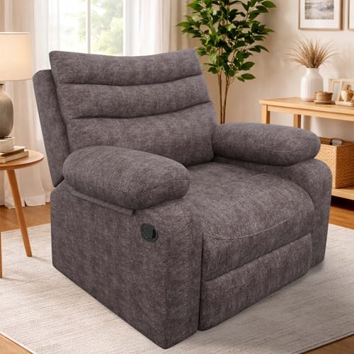 Image of Amazon Brand - Solimo Lotus Single Seater | Premium Fabric | Manual Recliner | Brown