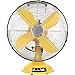 Bakaji Ventilatore da Tavolo Acciaio Inox Potenza 35W Diametro Pale 40cm 3 Velocità Selezionabili Oscillazione Orizzontale Automatica Design Moderno Industriale Base Rotonda (Yellow)