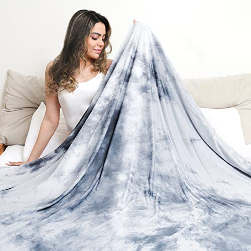 Elegear Tie Dye Cooling Blanket,Breathable Summer Blanket Lightweight Q-MAX >0.5,Arc-Chill 3.0 Cool-to-Touch Summer Cool Blanket Double Sided for Hot Sleeper Night Sweats,Tie Dye Grey,Twin,59X 79 inch by Elegear - Used condition - CA$36.06