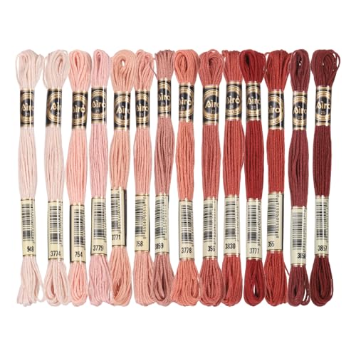 Image of PATIKIL 14 Skeins Embroidery Floss, Polyester Embroidery Threads Bracelets String for Cross-Stitch Hand Embroidery, Multicolored Red