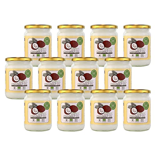 ココナッツオイル 500ml 12本 有機JAS オーガニック エキストラバージン 中鎖脂肪酸 コールドプレス 低温圧搾方 無添加 無精製 無保存料 無漂白