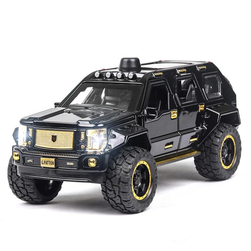 Image of 1 /24 Big G Patton Toy Car Metal Pull Back Diecast Car with Openable Door and Sound Light, Gifts Toys for Kids (Black)