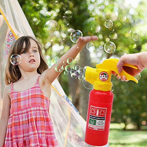 JOYIN Automatic Bubble Maker Fire Extinguisher Bubble Blower Machine with Bubble Solution (100 ml) for Kids, Indoor and Outdoor Play, Summer Themed Party and Birthday