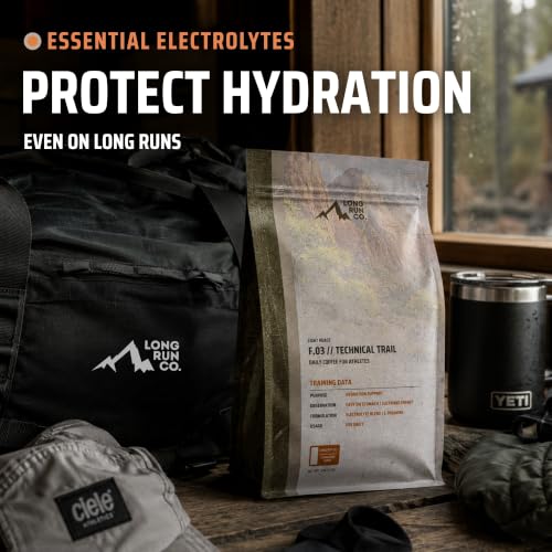 Image of Long Run Coffee - Daily Coffee for Athletes with Essential Electrolytes & L-Theanine - Hydration Protection + Easy on Stomach + Natural, Sustained Energy + Recovery for Runners and Athletes [Freshly Ground, Decaf]