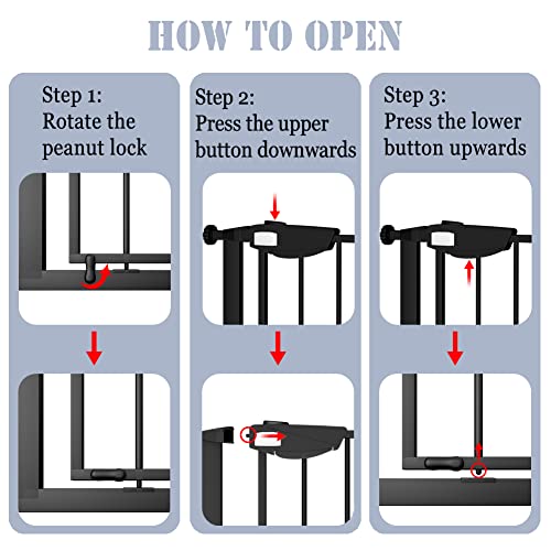 DEARBB-Triple-Lock-Baby-Gate-for-Stairs-Doorways-and-House-31-to-86-Extra-Wide-Pressure-Mounted-Easy-Walk-Through-Auto-Close-Safety-Pet-Gate-Black-4921-6732 DEARBB Triple Lock Baby Gate for Stairs Doorways and House 31 to 86 Extra Wide Pressure Mounted Easy Walk Through Auto Close Safety Pet Gate Black 4921 6732