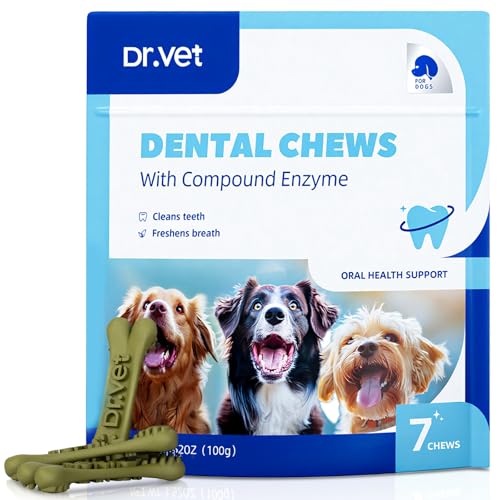 Dr Vet Dog Dental Chews, Plaque and Tartar Control, Fresh Breath, 7 Sticks