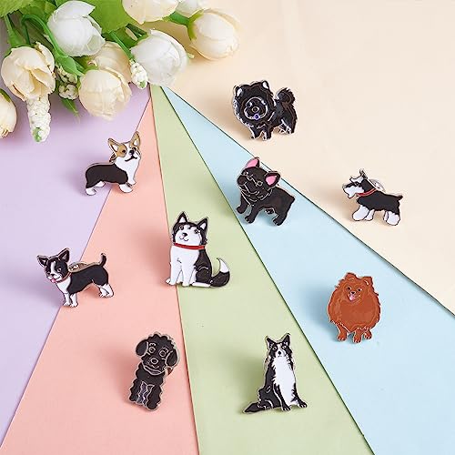 Image of Ornaland 9 Pieces Dog Brooch Pins Cute Animal Brooch Cartoon Siberian Dog Lapel Pins with Brass Butterfly Clutches Alloy Enamel Brooches Badges Jewelry for Backpacks Clothes Jackets Hats