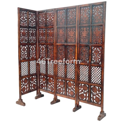 Image of Wooden Room Partition /Screen /Room Divider /Room Separator for Livng Room Bedroom Home Office Restarurant Hallway 20Inches Wide (4 Panel 6 Feet with Stands)