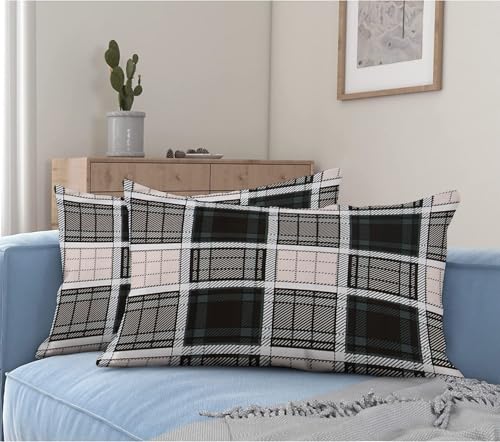 Image of la' amour Premium Cotton Elastic Fitted Bedsheets with 2 King Size Pillow Covers Double Bed with All Around Elastic Supersoft Size - 72 King Sizex78+10 inches Checks Black Abstract 200 tc - 220 tc
