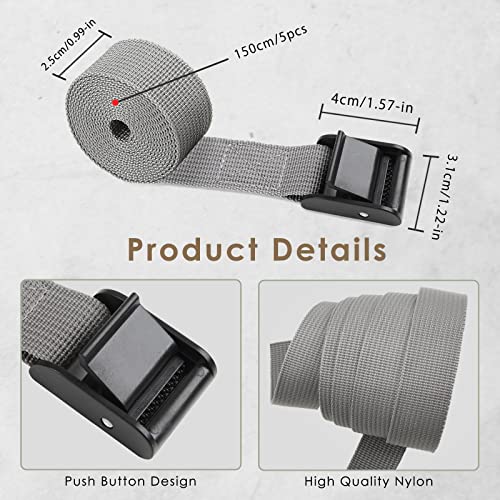 Folgtek-5-Pack-Trail-Game-Camera-Mounting-Straps-Portable-UV-Resistant-and-Foldable-Nylon-Fiber-Strap-Hunting-Camera-Tree-Strap-Belts-Kit-145cm-for-Trail-Cameras-Accessory-Light-gray-Light-Gray-145cm