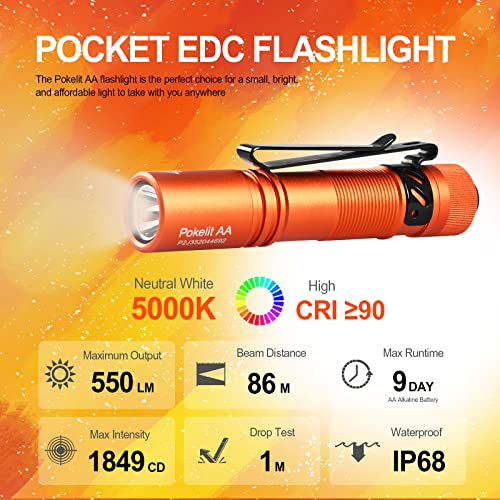 ACEBEAM Pokelit AA Mini Rechargeable Torch with Clip, Ultra Powerful LED Torch 550 High Lumens - Image 2