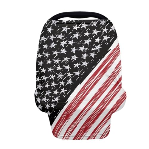 Image of Coldinair American Flag Multifunctional Nursing Cover Multi Use Cover for Baby Car Seat Canopy Shopping Cart Cover,Stroller Cover