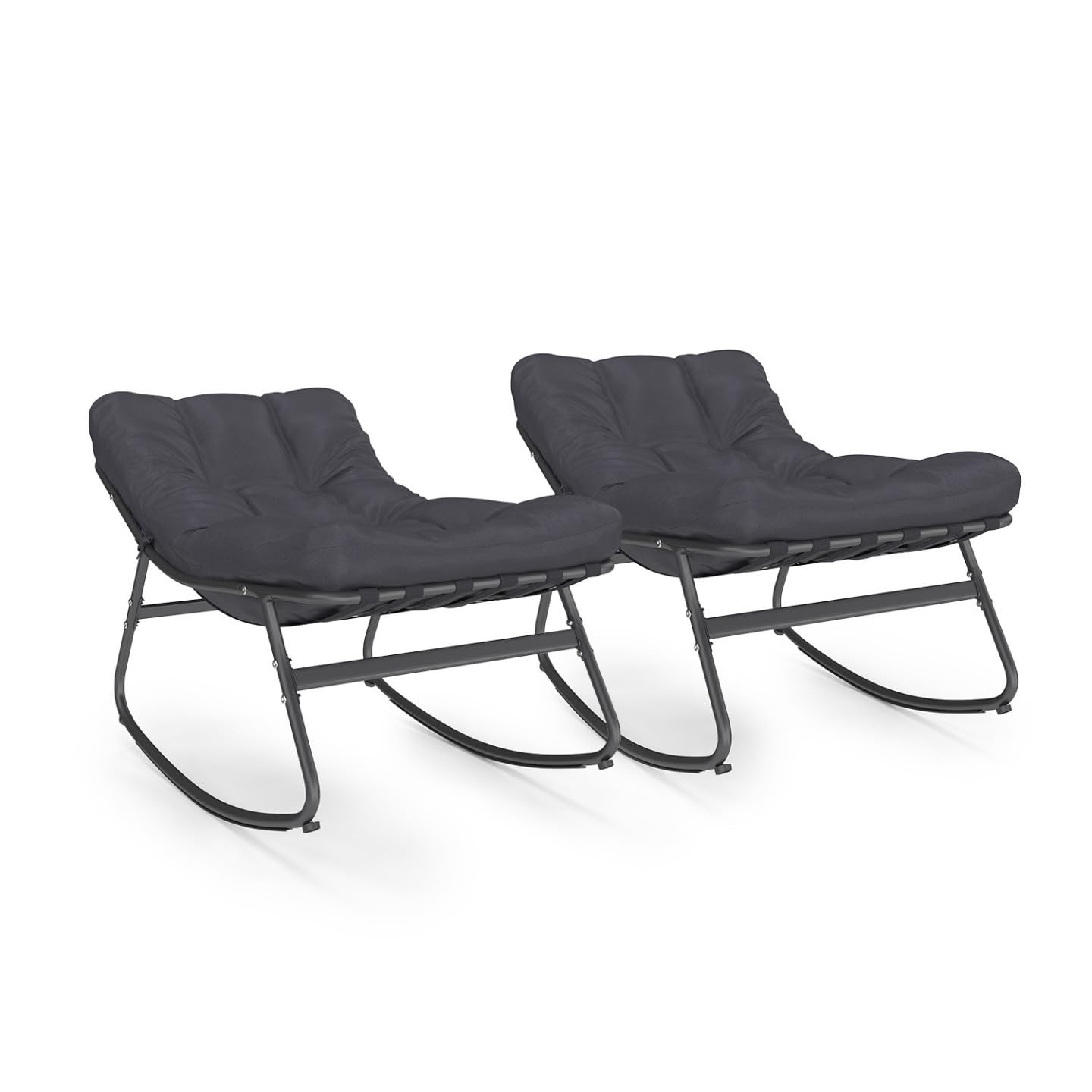 IDMarket - Lot de 2 fauteuils de Jardin à Bascule Arona Gris Anthracite Coussin Gris