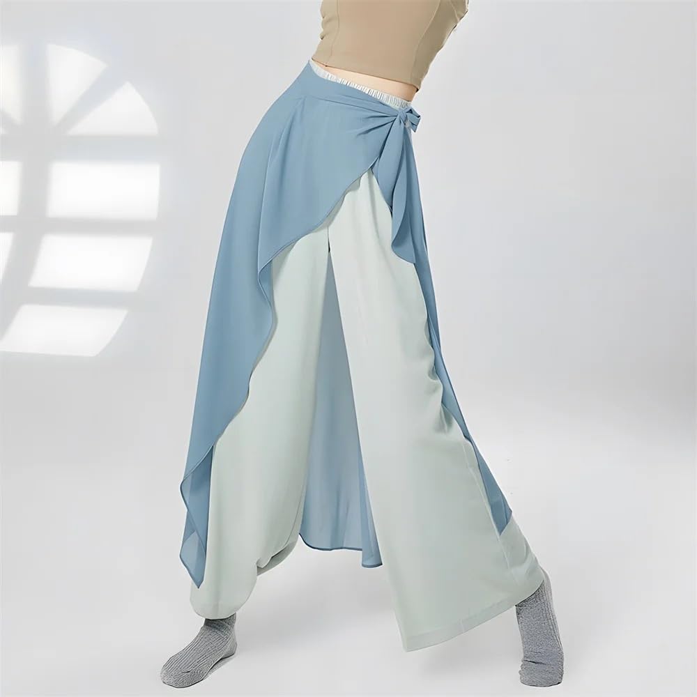 Pantalón de Baile Moderno for Mujer, Pantalones Holgados de Gasa de Pierna Ancha de Cintura Alta, práctica for Mujer