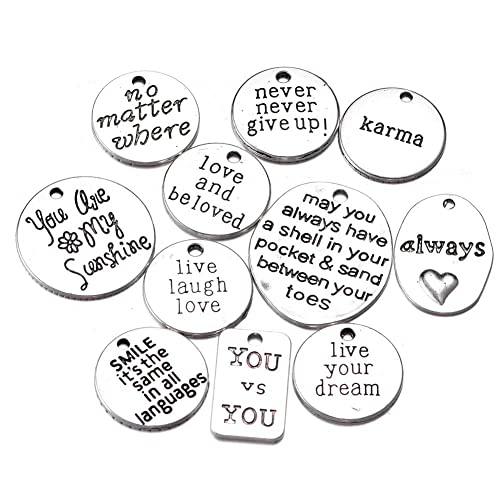 23Pcs Mixed Inspiration Words Charms Craft Supplies Pendants Beads Charms Pendants For Crafting Jewelry Findings Making Accessory For Diy Necklace Bracelet (A511) #TOP6