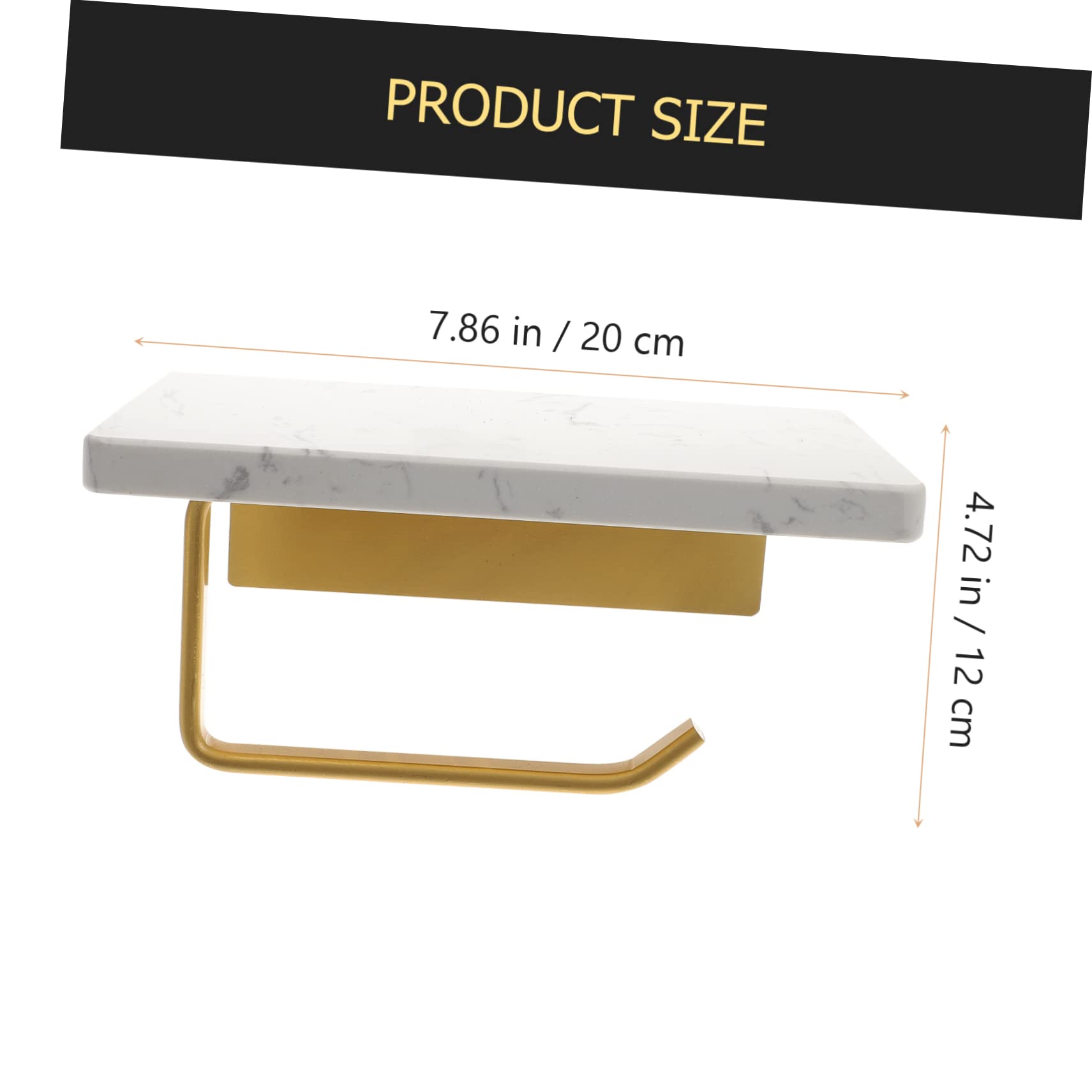 UKCOCO Portarrollos de Papel Higiénico de Mármol Blanco, Soporte de Aluminio Montado en Pared con Estante, Fácil de Instalar para Baño