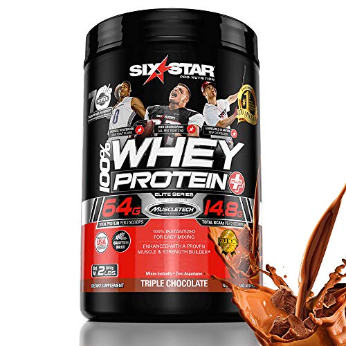 Six Star Elite Series 100% Whey Protein Powder Plus Muscle Builder, 32g Ultra-Pure Whey Protein Powder, Triple Chocolate, 2 Pound
