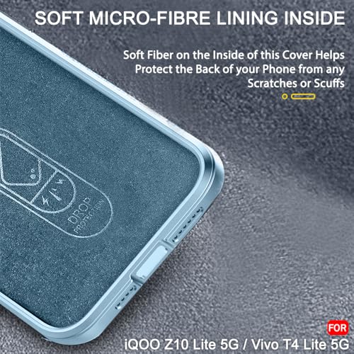 Image of TheGiftKart Liquid Silicon Back Cover Case for iQOO Z10 Lite 5G / Vivo T4 Lite 5G | Shockproof Military Grade Protection | Micro-Fibre Cloth On Inner Side | Built-in Anti-Slip Grip Cover (TPU, Blue)