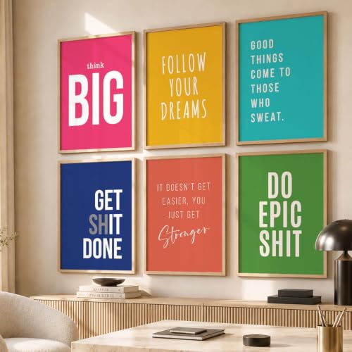 Image of kotart - Quotes Frames for Wall Decor - Motivational Photo Frame for Wall Decoration - Quotes Wall Poster with Frame for Room and Office - Set of 6 (Art 7, 19x25)