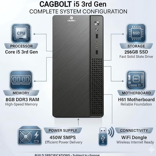 Image of Assembled i5 Desktop PC | Core i5-3470 3rd Gen | 8GB DDR3 RAM | 256GB SSD | HDMI | VGA | Ethernet | Windows 11 Pro | Office 2024 | 2 Years Warranty | for Office & Home Use