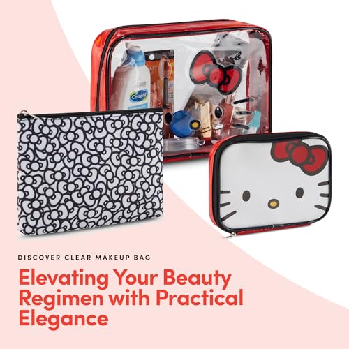 Hello Kitty Cosmetic Case Set - Girls, Boys, Teens, Adults - Officially Licensed Hello Kitty Travel Cosmetic Case 3 Piece Set (Red)2