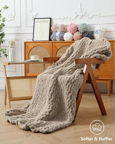 Image of Cozyful Chunky Yarn for Hand Knitting, #9 Thick Jumbo Big Chunky Yarn for Crocheting, Super Chunky Knit Blanket Yarns, Large Chunky Chenille Yarns, 8 Pack (30 yds 8 oz Each Skein), Khaki
