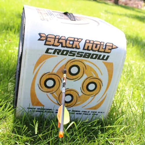 Image of Black Hole 4-Sided Archery Target, Uses Friction Not Force to Stop All Field Points and Broadheads, Open-Face Layered Design, Lightweight and Carry Strap for Portability