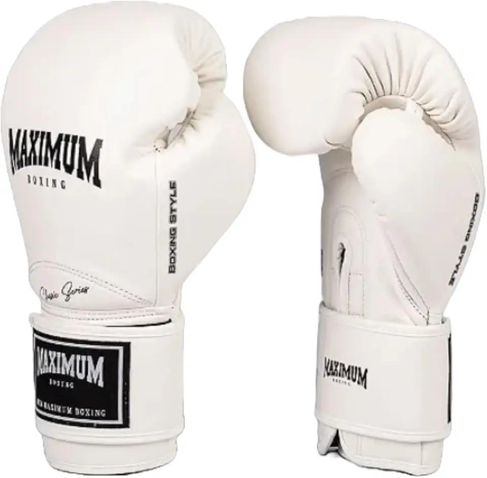 Luva de Boxe Muay Thai Kickboxing Maximum New Classic White