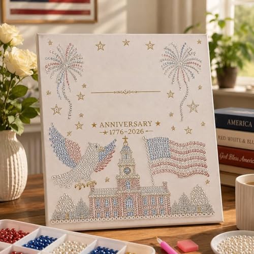 Kit de pintura con perlas DIY conmemorativo del 4 de julio para adultos y hogar 3
