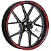 Autodomy Autocollants Stickers Kit Bandes Jantes Moto Ensemble Complet pour 2 Roues Jantes de 15" à 19" Pouces Sport Design (Rouge)