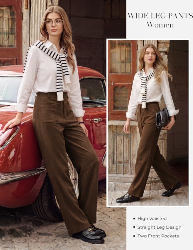 GRACE KARIN Dress Pants for Women 2026, Straight Leg Trousers, Casual Work Office Pants with Pockets Dark Brown L — view 4