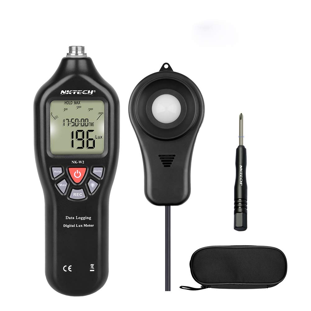 Nk-w2 Lux Mètre Enregistreur de données numériques Luxmetre Datalogger FC lumière prise en charge USB PC enregistrer Plage de mesure 0,1 à 200 000 rétroéclairage LCD testeur