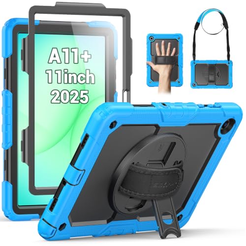 Coque Samsung Galaxy Tab A11 Plus SEYMAC Bleu Clair avec protection d'écran intégrée et support