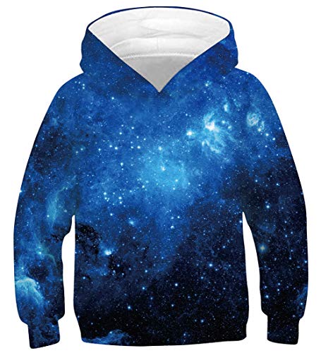 Product Image of the Teens Cool Stars Galaxy Pullover Sweater for Boys Fasion Light Blue Nebula Hoodies 14 15 16 Years Juniors 3D Cloud Print Long Sleeve Spring Outfits Young Girls School Loose Fit Sports Sweatshirts
