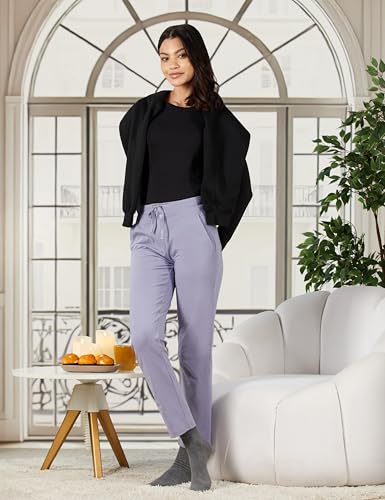 Image of Van Heusen Women's Cotton Lounge Pants | Drawstrings & Side Pockets | Cotton Stretch | Smart Tech Finish| Everyday Pyjamas | At Home Pyjamas | Style 55303