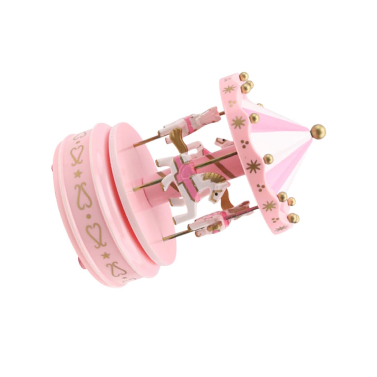 Mikikit Caja de Música de Carrusel Romántico Rosa, Portátil y Fácil de Usar, Decoración Elegante para Bodas Lugar Especial