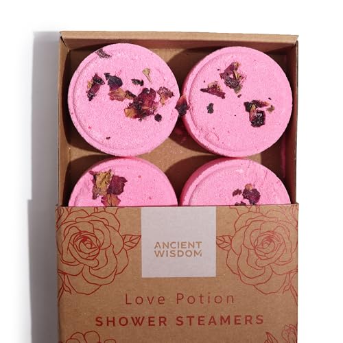 Coffret 4 Galets de Douche Effervescents Aromathérapie (Potion d'Amour - Rose)