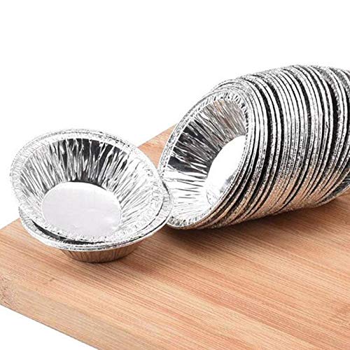 100 sztuk foremki z folii aluminiowej do ciast do jajek mini garnek ciasto talerz do pieczenia jednorazowe kubki do pieczenia okrągła podstawa torty pudełko na babeczki puszka taca zestaw