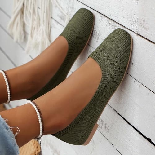 Women's Casual Flat Shoes Breathable Knit Slip On Comfortable Ballet for Daily Wear Spring Summer4
