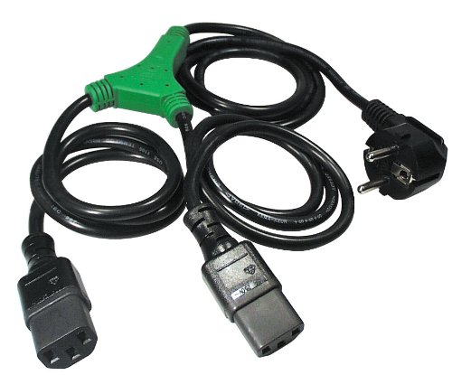 Preisvergleich Produktbild Transmedia Geräte-Anschlusskabel, Schutzkontakt-Stecker, Kaltgerätekupplung IEC320 C13, 2x, Länge: 1.8 m, 1.05 + 2 x 0.75 m, schwarz N5YL