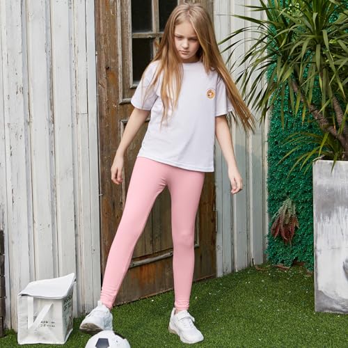 BOOPH Girls Leggings Full Length Stretchy Pants Cotton Kids Footless 2-14 Years2