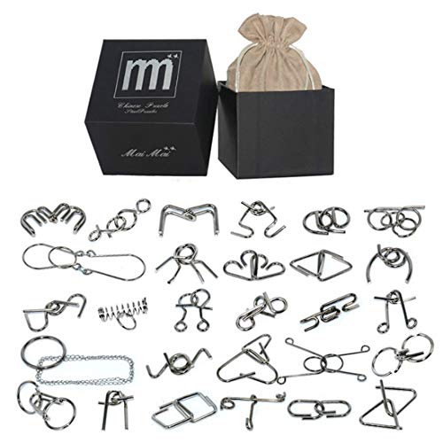 Preisvergleich Produktbild WEEGO 30St. Metall Knobelspiele Geduldspiele Denkspiel Logikspiele Rätsel Brainteaser IQ Puzzle Adventskalender Inhalt für Kinder und Erwachsene
