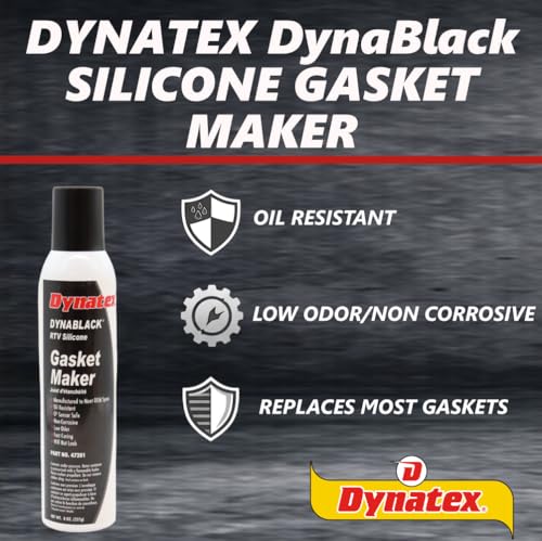 Image of Dynatex DynaBlack RTV Silicone Gasket Maker 8oz Auto Can - 500F High Temperature, Sensor Safe, Low Odor, and Non-Corrosive Silicone Sealing Compound Made in the USA (12-Pack)