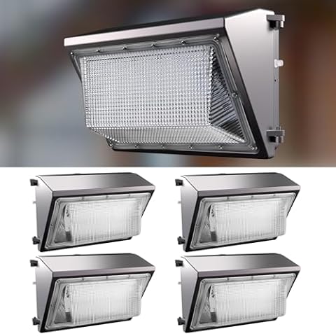 Lightdot 4Pack 200W LED Wall Pack Lights, 100-277v Dusk to Dawn with Photocell, 30000Lm 5000K Daylight IP65 Waterproof Wall Mount Outdoor Security Lighting Fixture, Energy Saving Cover