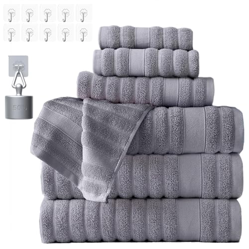 Consejos para Comprar Toallas, tabla con los diez mejores. 48 Juego de 6 Toallas de Baño de Lujo Engrosado - 100% Algodón, Ultra Suave, Resistentes a la Decoloración, Secado Rápido, Extra Absorbentes, 2 Toallas de Baño, 2 Toallas de...