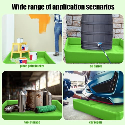 Image of Wettarn 2 Pcs Folding Duck Pond 3' x 3' Portable Spill Containment Berm Wall Containment Berm (Green)