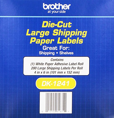Brother Genuine Dk-1241 Die Cut White Labels, 4 X 6 Inch Individual Labels, Large Shipping White Paper Labels, 200 Count, (1) Roll Per Box #TOP1