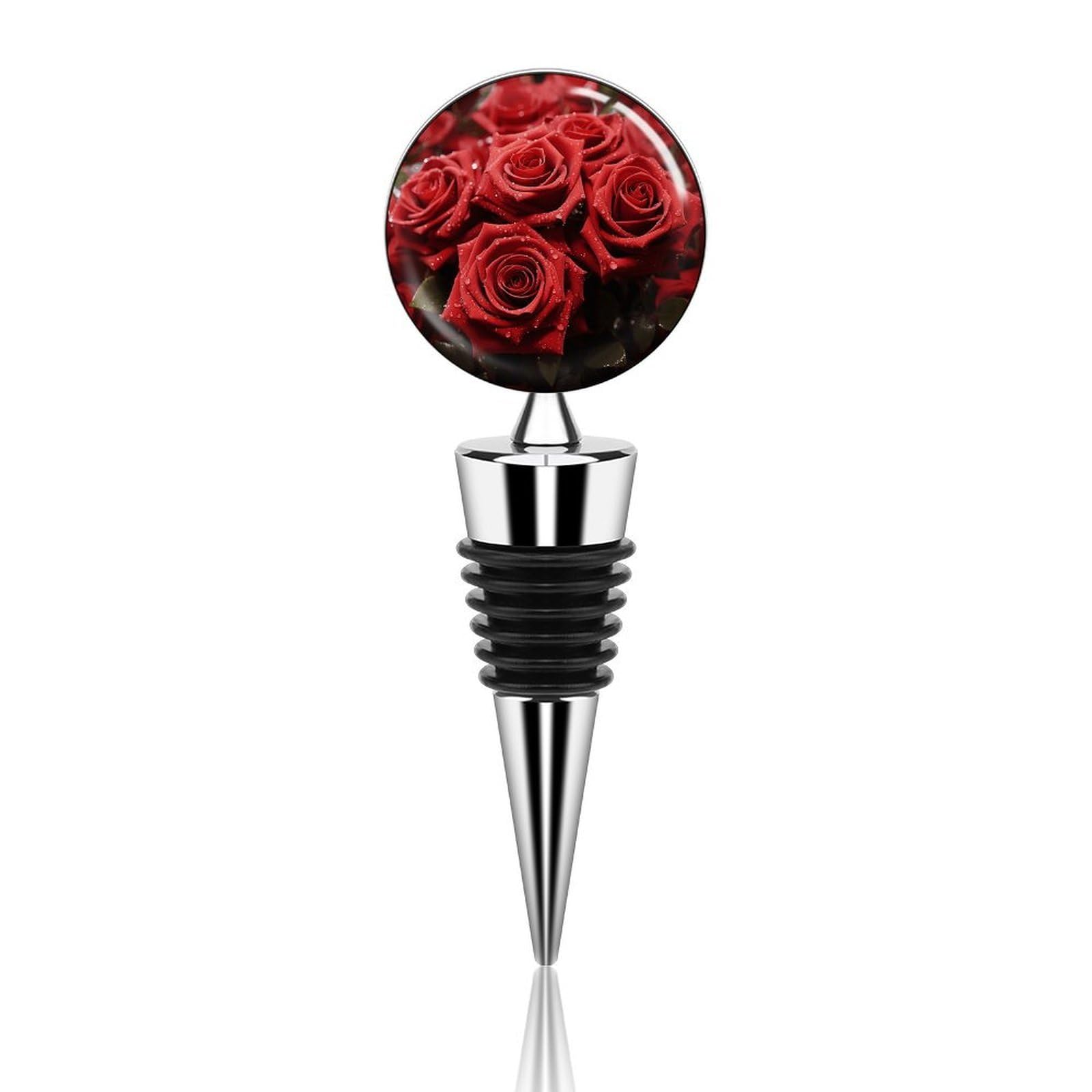 Bouchon de vin rouge réutilisable motif rose en alliage pour sublimer vos tables de fête et bar