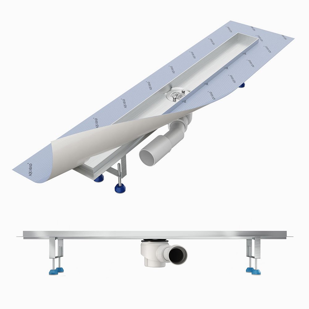 Aquabad SDS Pro odpływ liniowy ze stali nierdzewnej z syfonem | Rozmiar: 90 cm | Wzór: kółka | Made in Germany